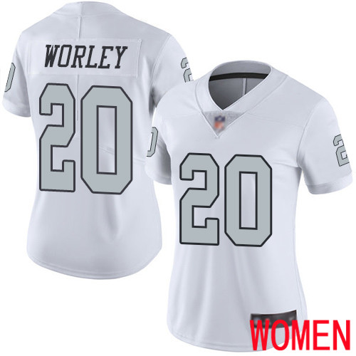 Oakland Raiders Limited White Women Daryl Worley Jersey NFL Football #20 Rush Vapor Untouchable Jersey->women nfl jersey->Women Jersey